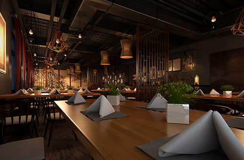 凤岗镇简约大气中式风格餐厅设计装修效果图